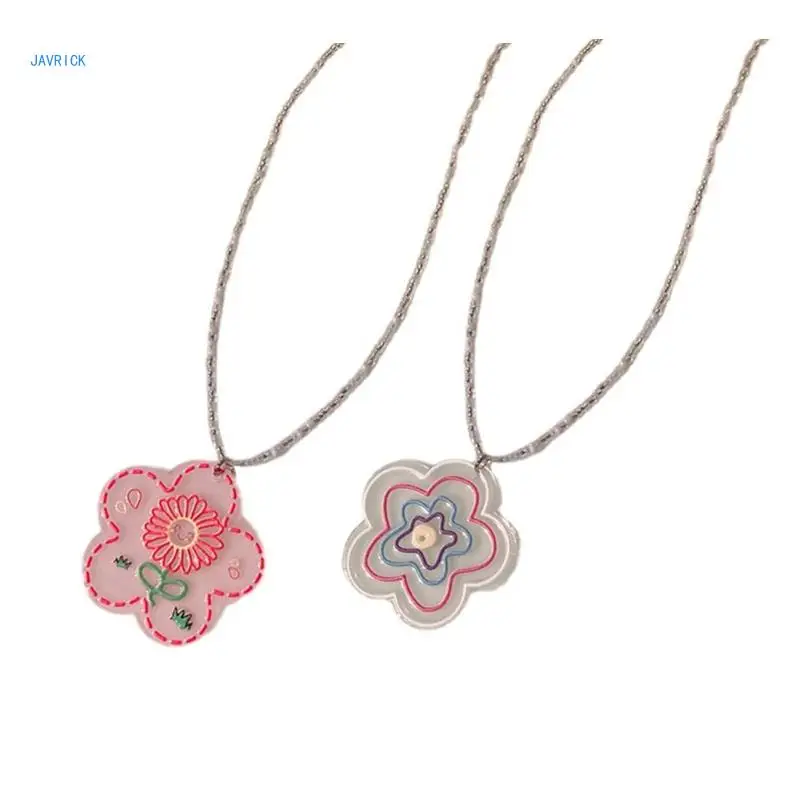 

Colored Seed Bead Oil Painting Necklace Summer Acrylic Necklace Jewelry