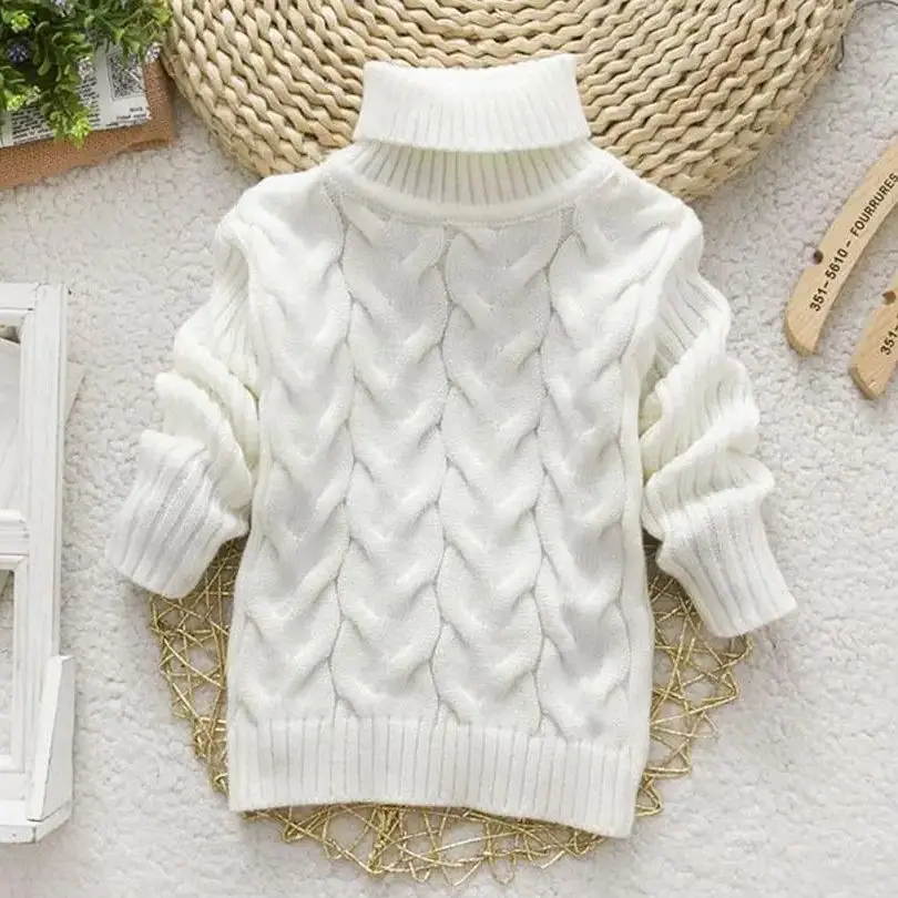 Kids Children Solid Pullover Warm Sweater Autumn Winter Toddler Boys Girls Turtleneck Knitted Sweater Tops Clothing for 2-6T