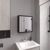 Duma 21.1" H x 19.7" W Mirror Medicine Cabinet, One door with Four interior Shelves for Bathroom, Kitchen Black 1