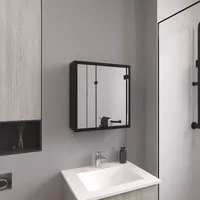 Duma 21.1" H x 19.7" W Mirror Medicine Cabinet, One door with Four interior Shelves for Bathroom, Kitchen Black 1