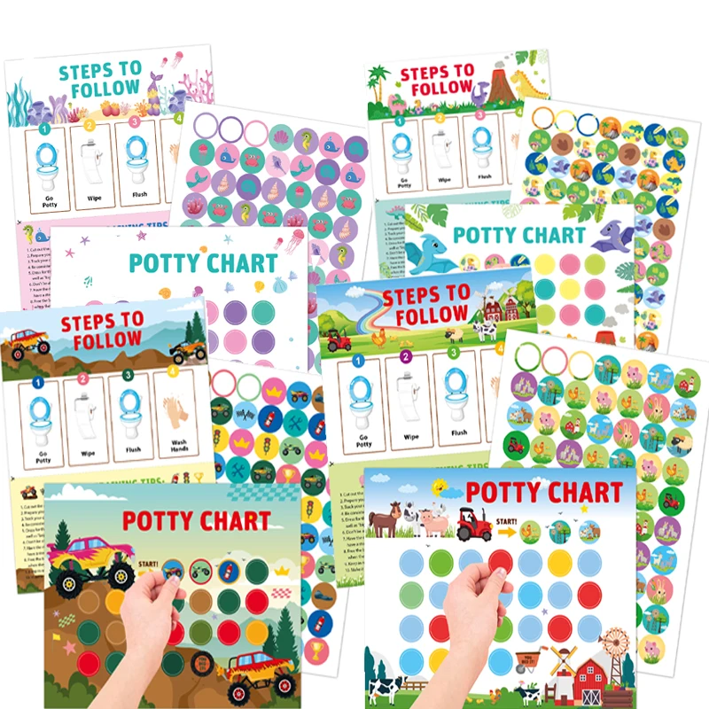 Reward Stickers 280Pcs Toilet Habits Potty Training Sticker Chart Matching Wall Hang Montessori Early Education Kids Gifts reward stickers