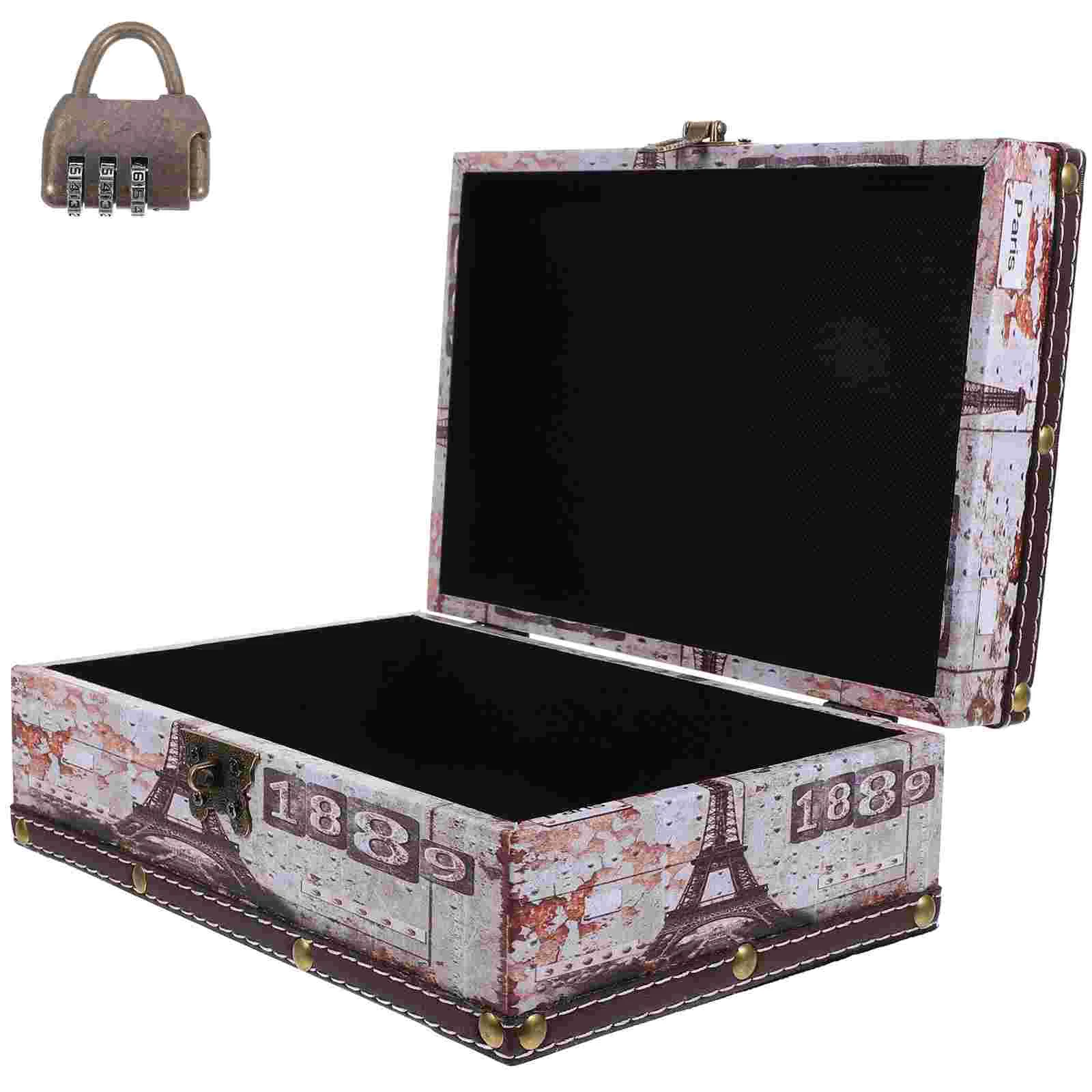 

Small Wooden Jewelry Organizer Retro Jewelry Case Earring Necklace Storage Box Gift Box with Lock