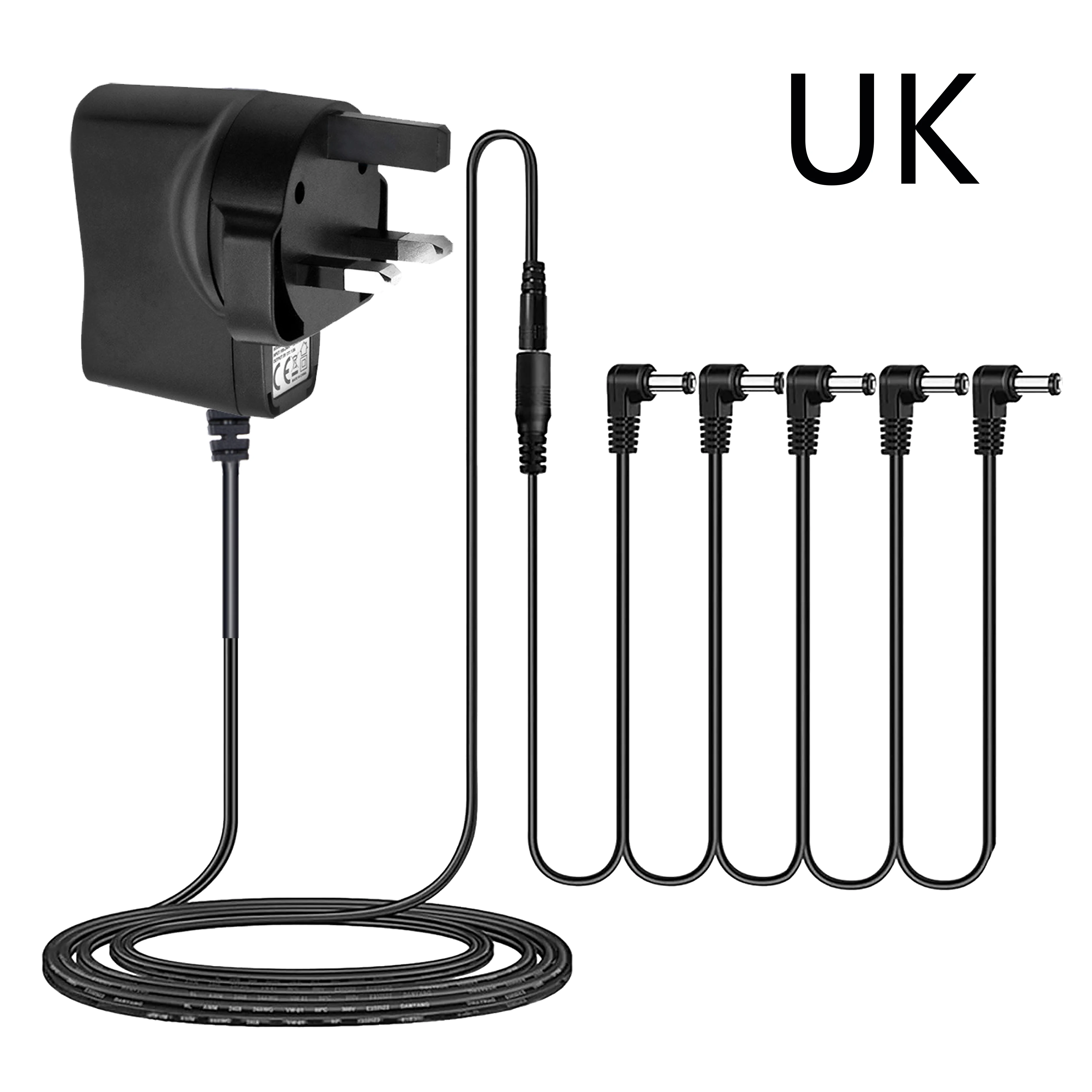 Pedal Power Supply Adapter 9V DC 0.5A for Guitar Effect Pedal With 5 Heads Daisy Cables Without Any Noise