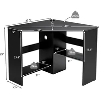 Corner Desk, 90 Degrees Triangle Corner Computer Desk for Small Space, Bedroom Corner Makeup Vanity Desk with Storage S 2