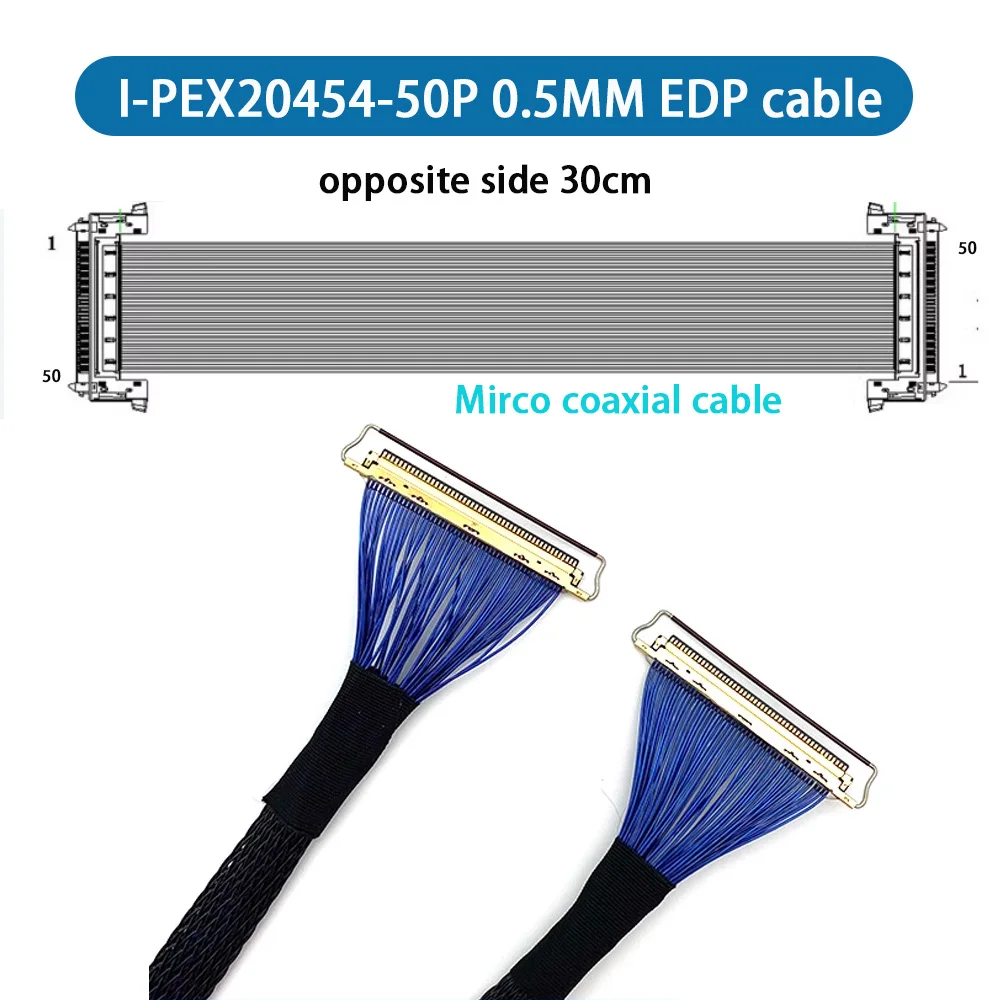 I-PEX20454-50P EDP 케이블, Mirco 동축 케이블, 반대편 30cm, 0.5mm