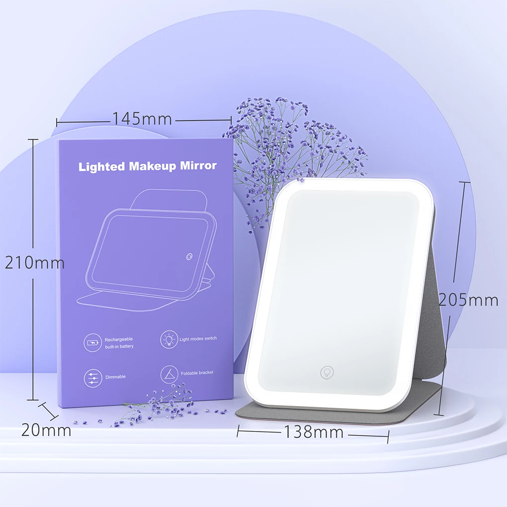 LED 조명이 달린 화장대 거울, 작고 휴대 가능한 3 색 온도 거울 조명, 메이크업용