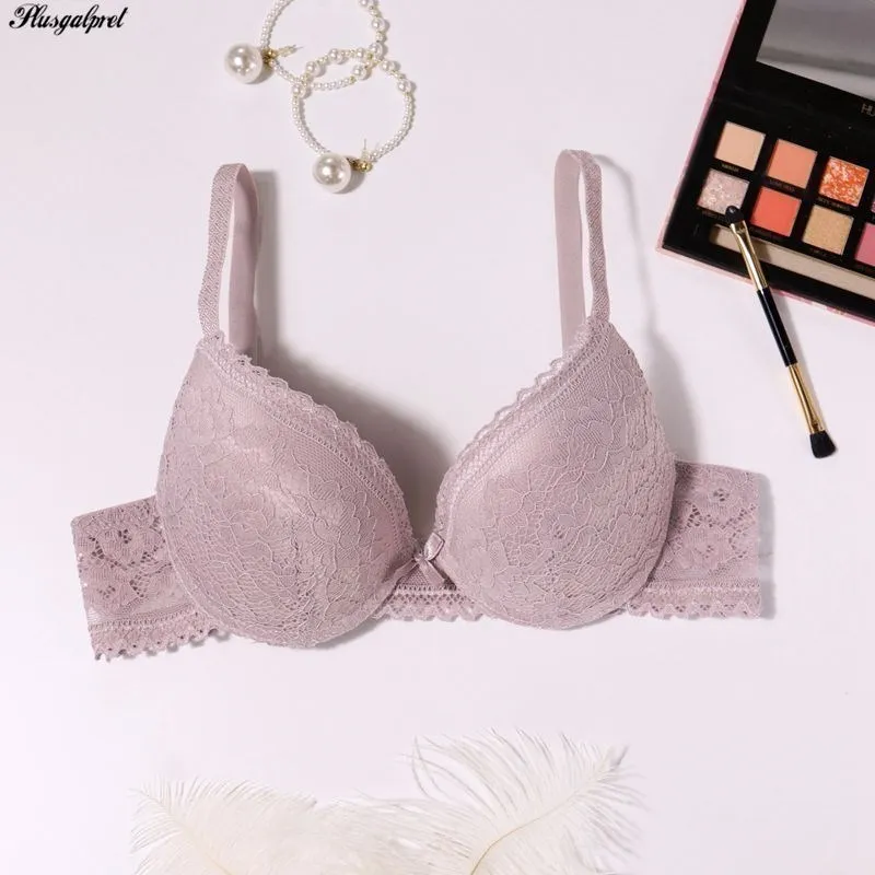 

Plusgalpret No-padding female sexy lingerie 3/4 cup plunge bras for women push up underwear for B cup Gilrs