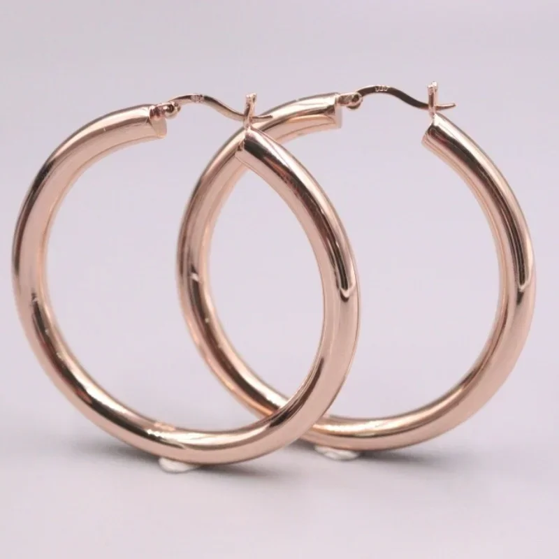 

Real Silver 925 Earrings For Women 2020 Female Girl Hoop Korean Big Smooth Rose Gold Earrings Drop Best Gift 50mmDia