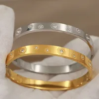 316L Classic Stainless Steel Crystal Sun Bracelet for Women Elegant Bangles Rust-proof Simple Bangle Wrist Jewelry 1