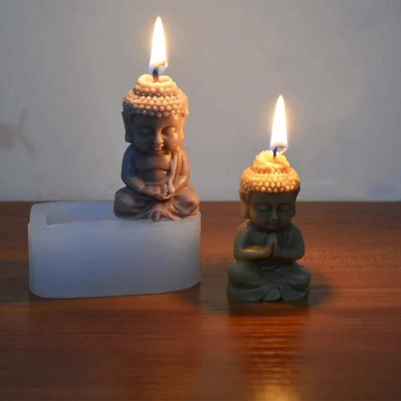 Silicone Mold 3D Buddha Candle Meditation Gypsum Clay Epoxy Resin Soap Making