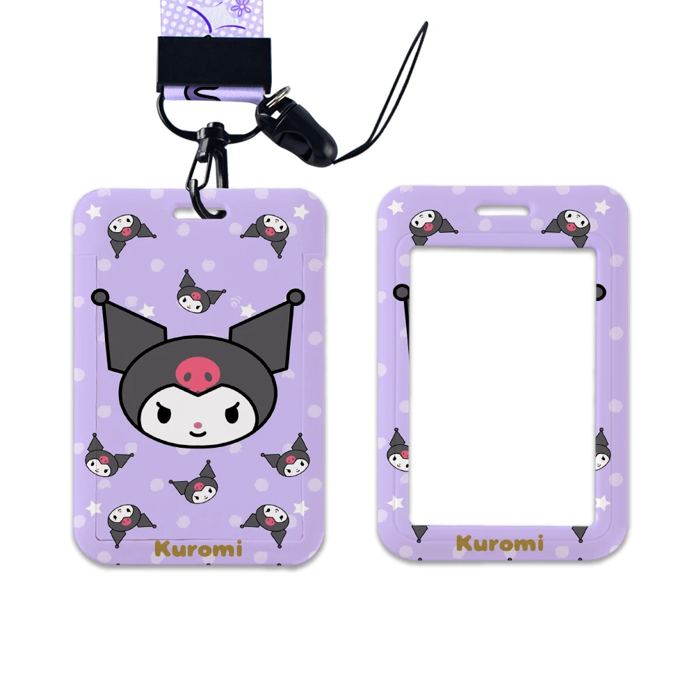 

W Work Card Holder Work Permit Name Badge with Keychains Sanrio Kuromi Student Id Card Pack Lanyard Holder Purse