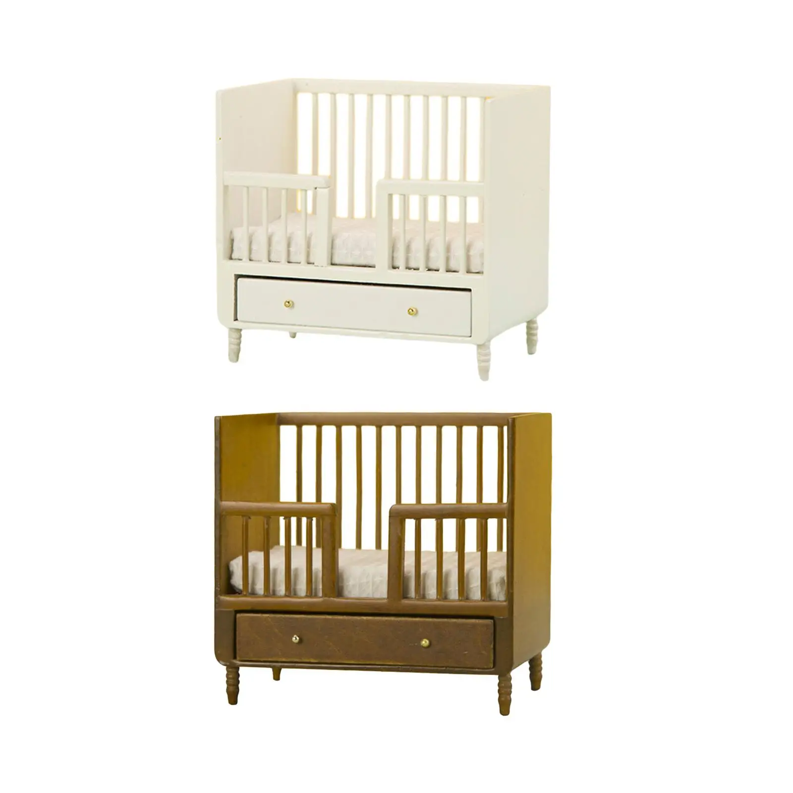 

1:12 Scale Wooden Doll House Baby Bed Miniature Baby Doll Bed Pretend Mini Furniture Accessories for Living Room, Home Decor