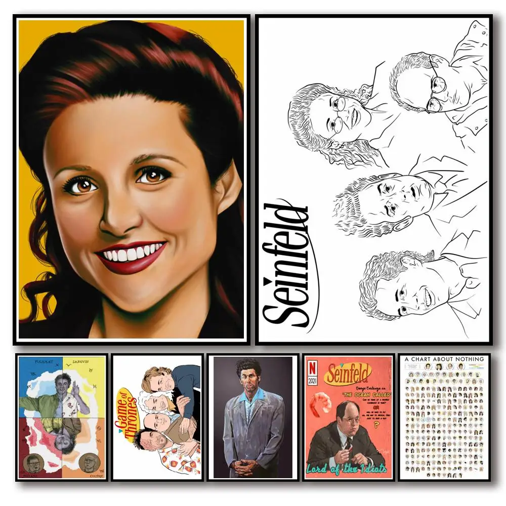 21 дизайн, Постер Seinfeld для ТВ-шоу, белая бумага, альтернативные художественные Переводные картинки, Необычные наклейки на стену для кофейни, бара