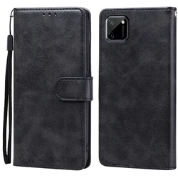 Luxury Leather Wallet Soft Case Cover - Premium Protection and Style for RealmeC11 (C11 2020) (Black)