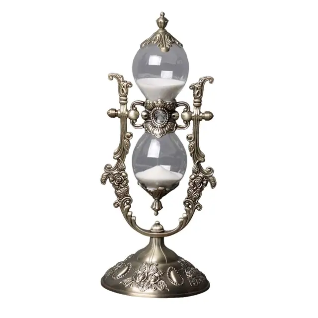 Európa Retro Hourglass Sandglass 30 Perc Dekoráció Virág Dekoratív Homok Óra Az Íróasztalhoz - Image 2