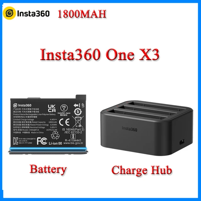 Insta360-batería ONE X3 Original, concentrador de carga rápida de 1800mAh  para Insta 360 One X3, accesorios de cámara