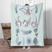 Cute Axolotl Decorative Blankets for Sofa Throw Blanket King Size Thin Wadding Blanket Bed Fluffy Soft Blankets and Throws Nap & 1