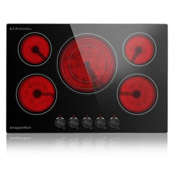 30in 5-Burner Built-In 9000W, Knob Control Ceramic Stove Easy Clean, No Radiation Family-Safe Electric Cooktop 1
