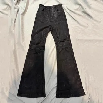 Y2K Washed Jeans Gothic Vintage Micro Flared Middle Waisted Zipper Pants Women Men Streetwear High Quality Design Sense Trousers 1