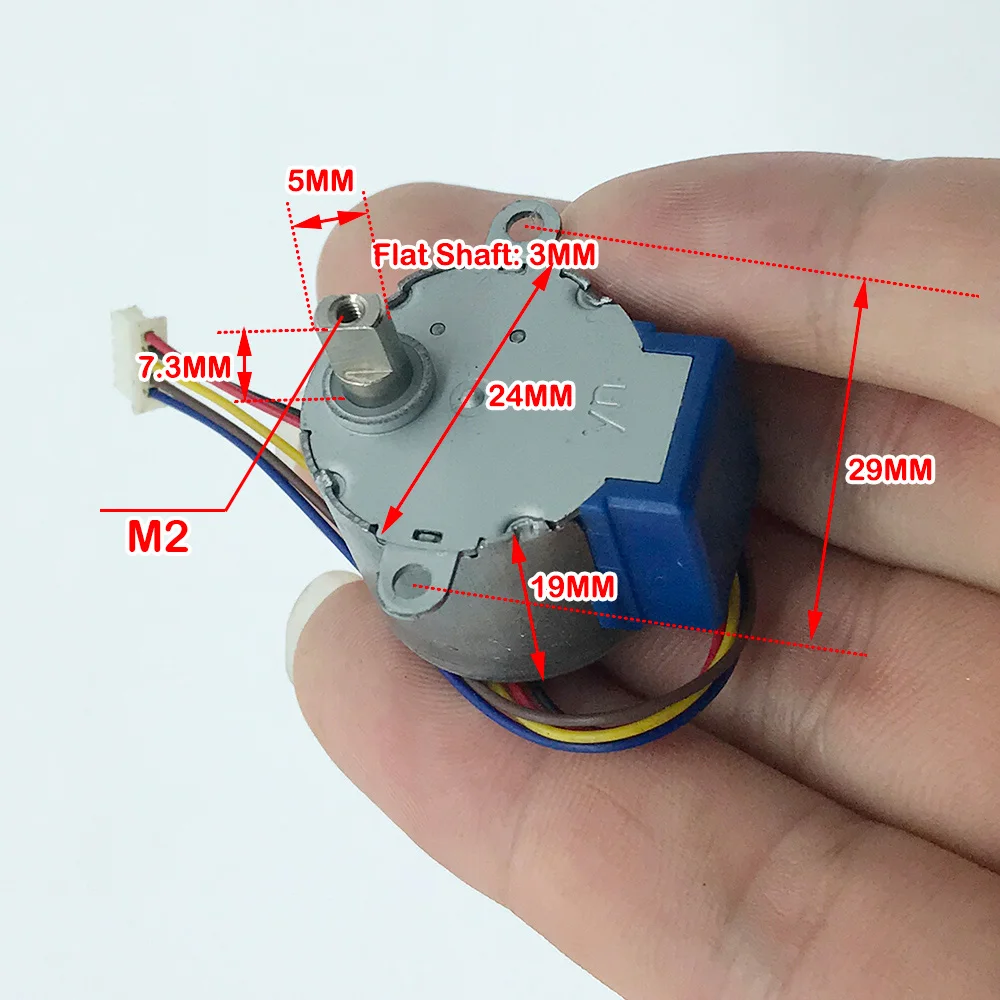 24BYJ Mini 24mm Stepper Motor DC 5V 4-phase 5-wire Stepper Motor Long Shaft Small Deceleration Gearbox with Wire stepper motor