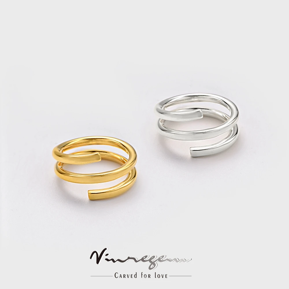 

Vinregem Real 925 Sterling Silver 24K Yellow White Gold Spiral Design Irregular Cocktail Ring for Women Gift Drop Shipping