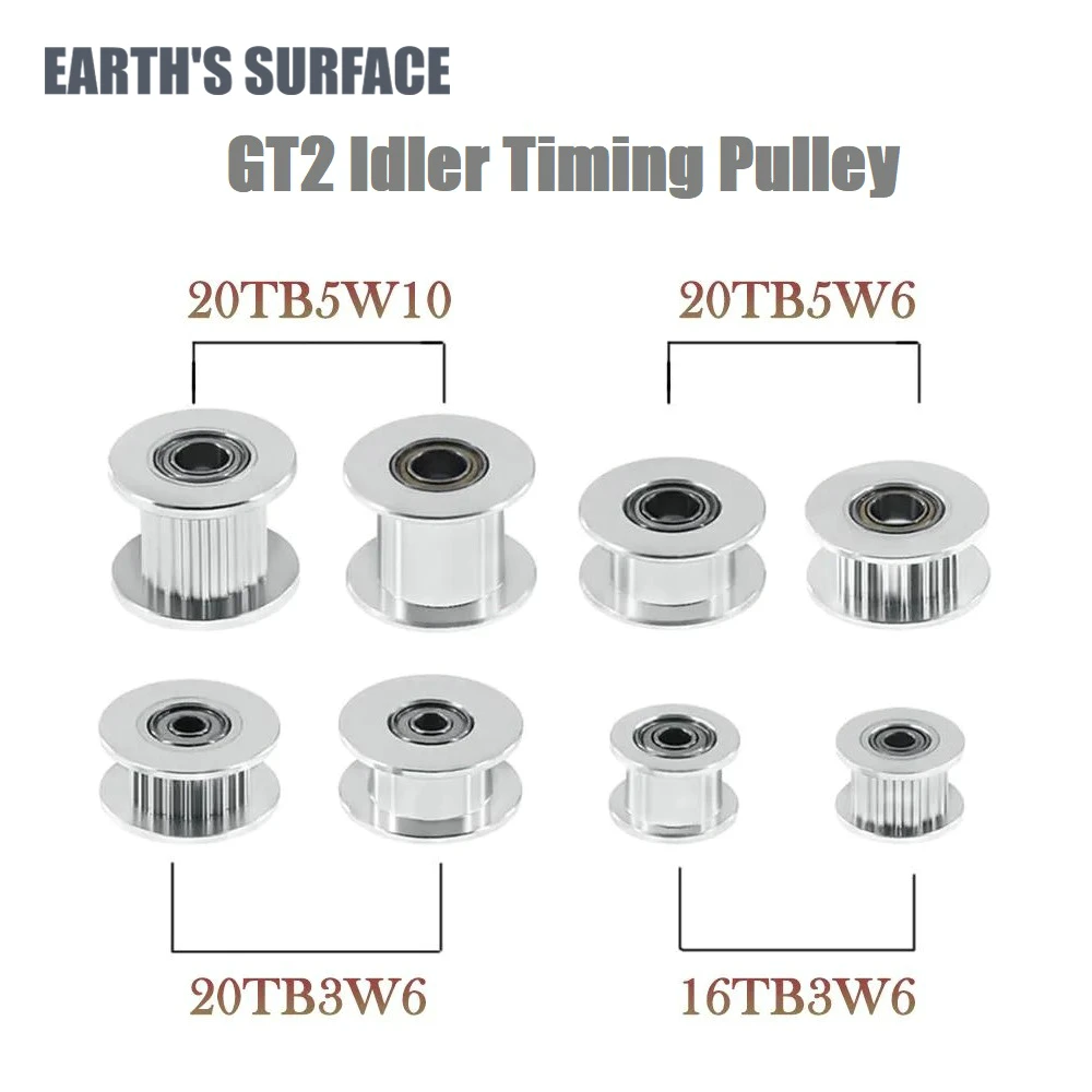 

ES-3D Printer Parts GT2 Idler Timing Pulley 16/20 Tooth Wheel Bore 3/5mm Aluminium Gear Teeth Width 6/10mm For Ender 3 CR10 Part