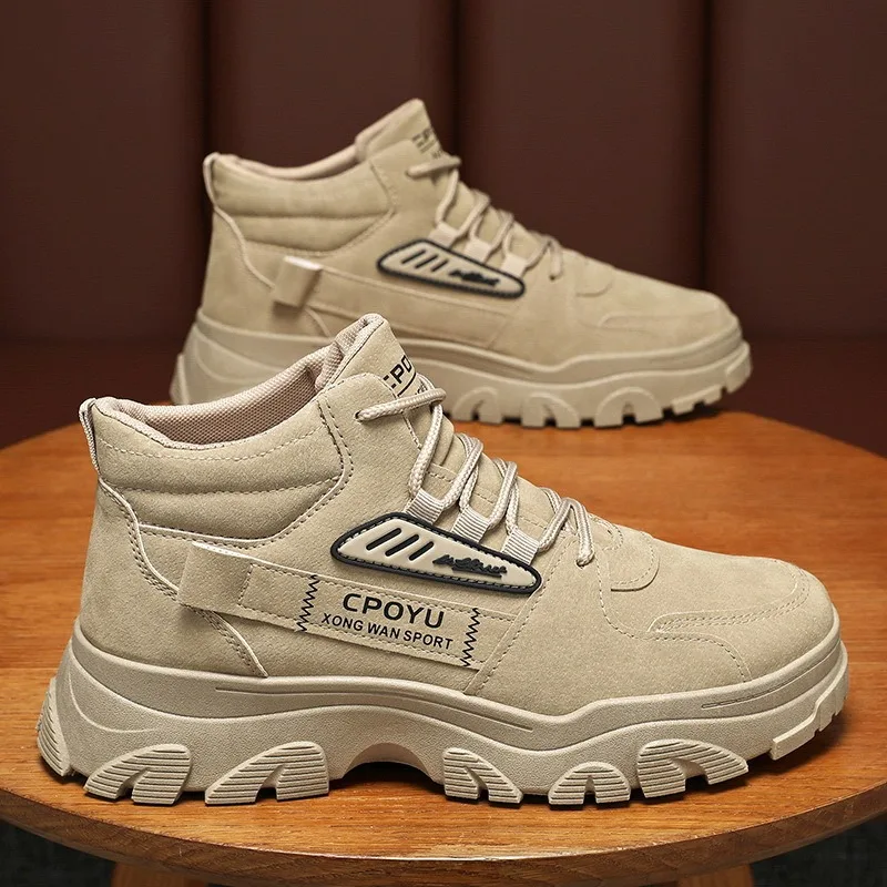 

Fashion Designer Men's Lace Up Sneakers Outdoor Comfort Hiking Shoes for Men Non-slip Platform Work Boots Winter Warm Mens Shoes