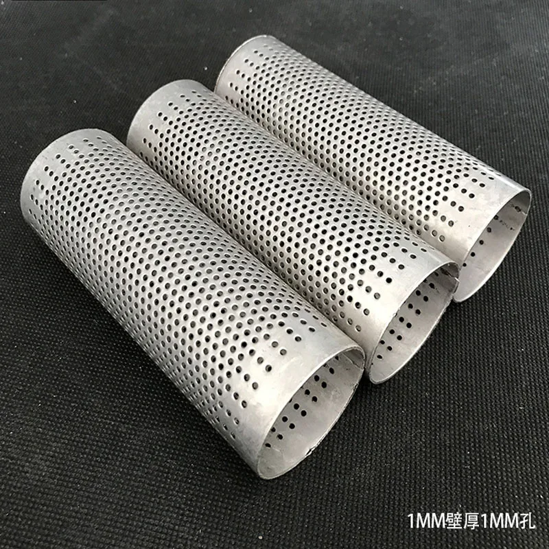 2PCS FreeShip SS304 stainless steel metal Y filter mesh pipes cylinder with holes pattern water food grade