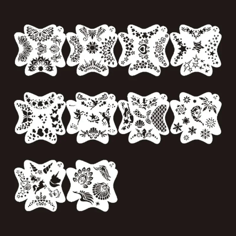 Body Painting Stencils Face Art Halloween Party DIY Makeup Stamps Temporary Tattoos Reusable Plastics body painting stencils
