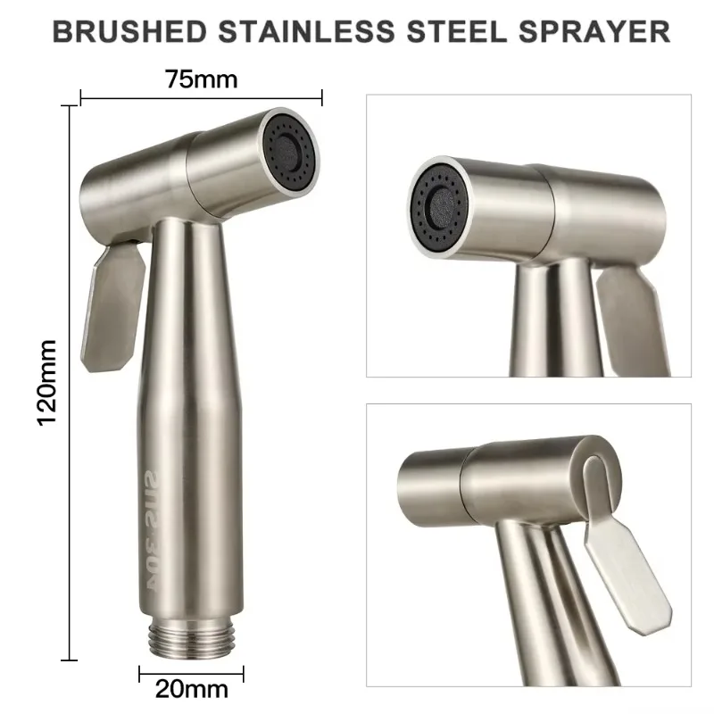 Stainless Steel Sprayer Gun Hand Protable Toilet Bidet Holder Handheld Faucet Home Bathroom Shower Head Self Cleaning Supplies