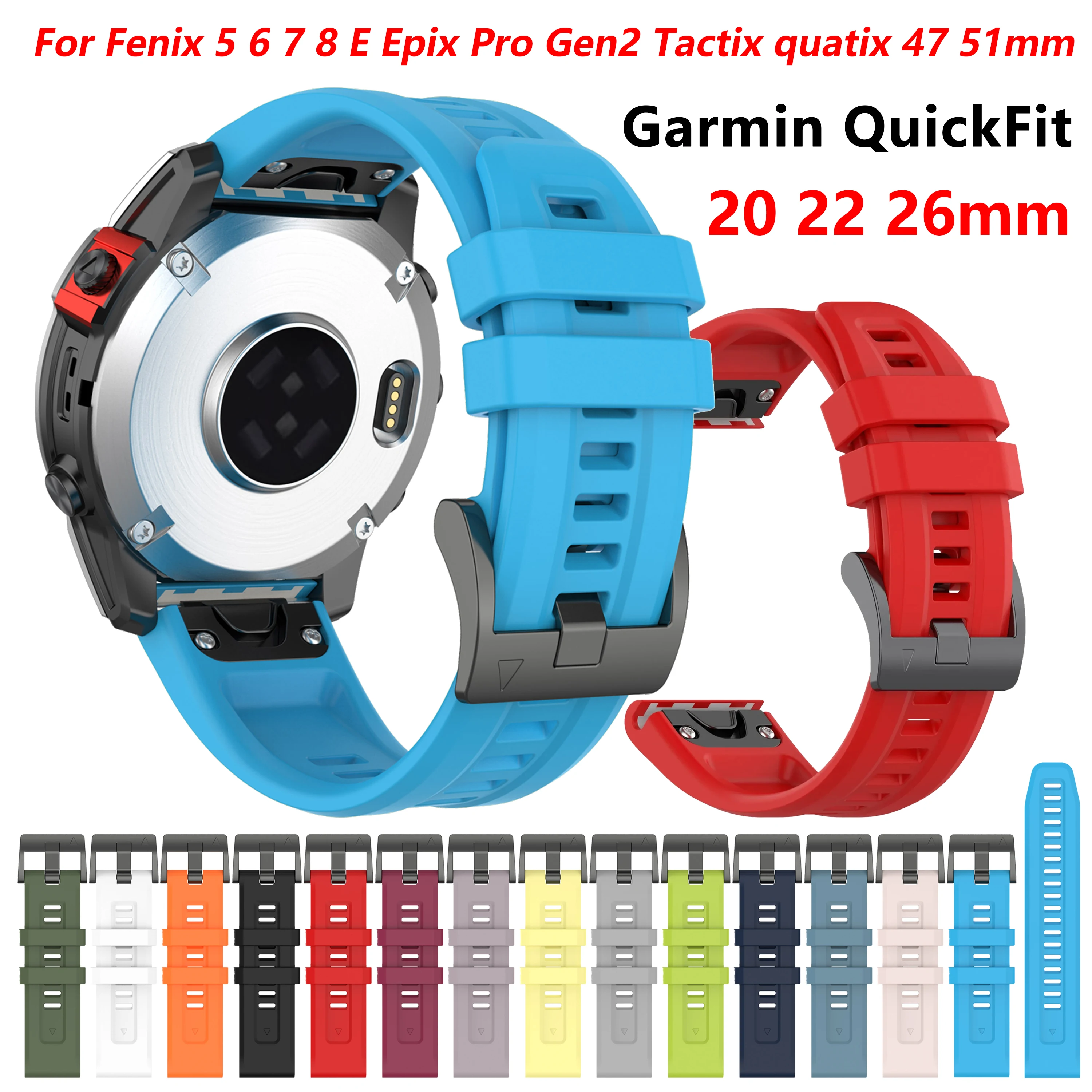 Enhanced Silicone Watchband - QuickFit Strap for Garmin Fenix & Epix Series