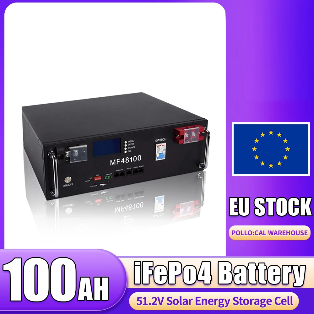 LiFePO4 48V 100Ah Battery Pack 5kwh Built-in 16S 100A BMS RS485 CAN Cell Pack Solar System Home Energy Storage Van lithium battery