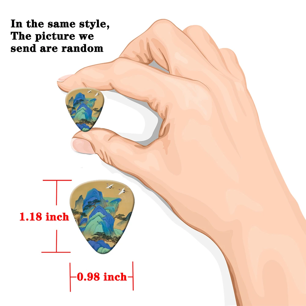 0.46/0.71/1.0Mm 10Pcs Guitar Paddles Landscape Pain Acoustic Guitar Picks Musical Instrument Accessories Pick Guitar Accessories