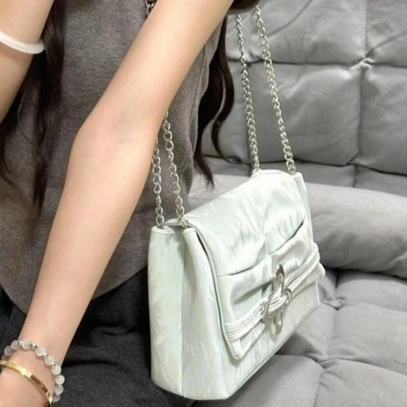 Sweet Cute Butterfly Tote Bag Women Chain Crinkle Large Capacity Shoulder Bags Ladies Gentle Casual Versatile Crossbody Bag 2025