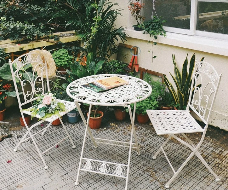 Description Picture 2 of itemNordic Table and Chair Furniture Three-Piece Combination Garden Balcony Terrace Iron Foldable Leisure Outdoor Design Chair Set