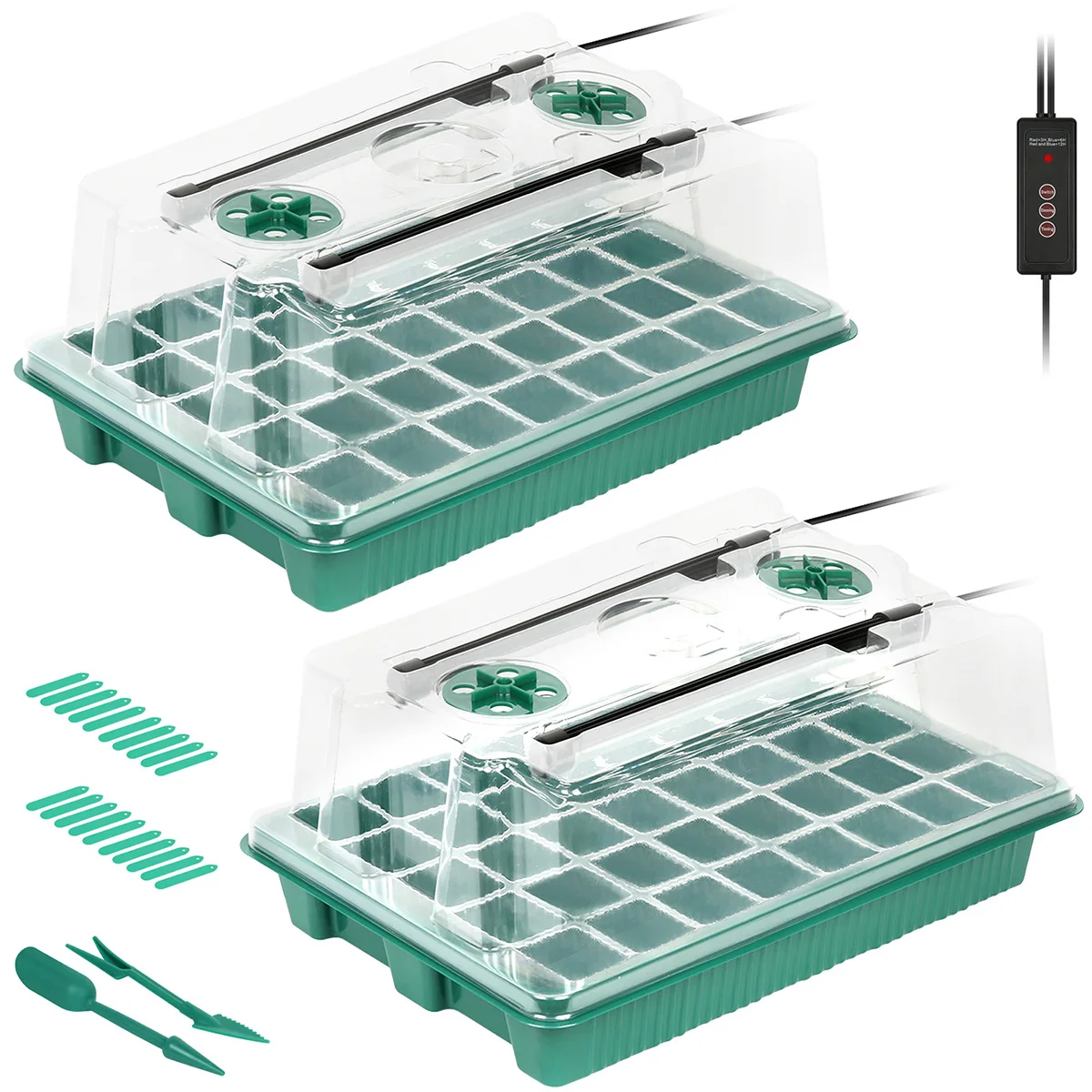 Seed Starter Tray Kit with Grow Light Adjustable Brightness Seed