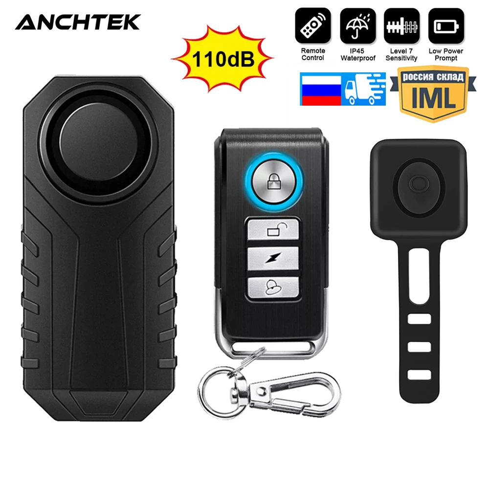 Anchtek Waterproof Motorcycle Bike Anti-Theft Alarm Wireless Remote Control Bicycle Security Alarm 113dB Electric Car Alarm veison motorcycle waterproof alarm locks alloy material bicycle disc locks warning security anti theft brake rotor padlocks dx19