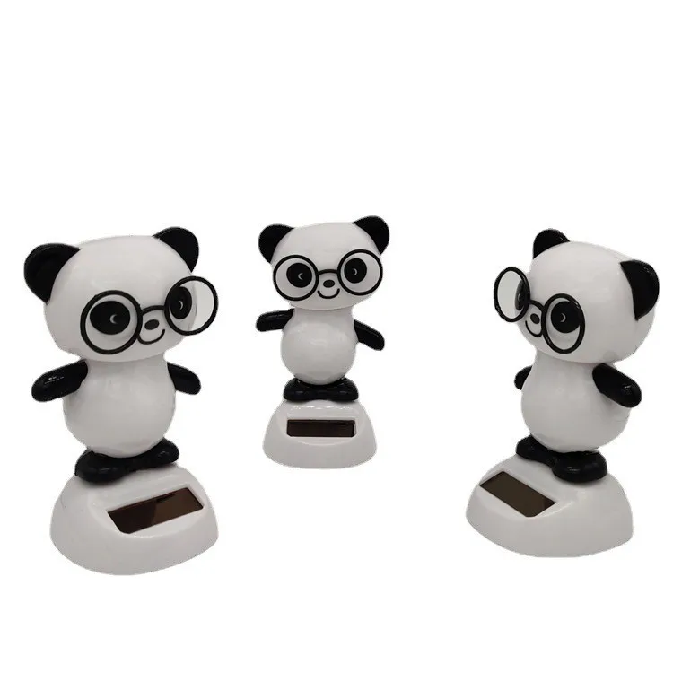 Cartoon Cute Swinging Panda Solar Car Ornament Creative Kawaii Panda Car Decorations Solar Toys Desktop Decorations