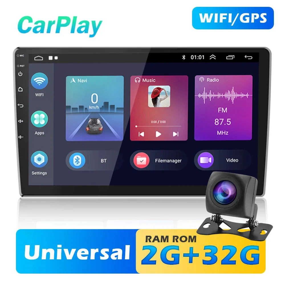 thumbnail image 1 of Reproductor multimedia para coche AMPrime de 10,1 pulgadas, 2 DIN, Android, estéreo, Bluetooth, WIFI, audio, Mirrorlink, reproductor MP5 para Volkswagen, 1 of 5