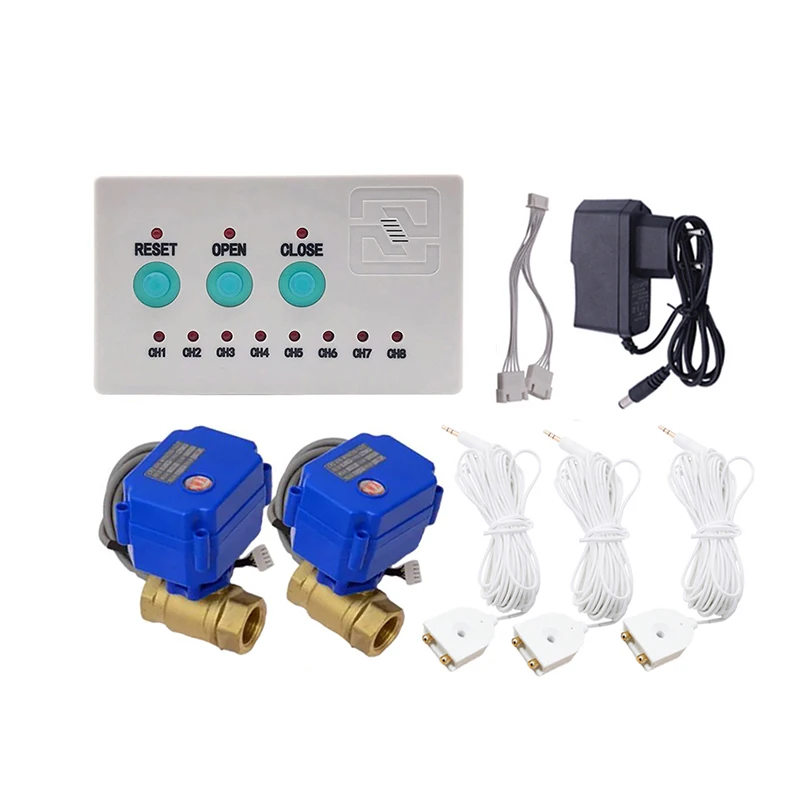 

Water Leak Detector De Fugas De Agua Y De Tuberia & 2pc Valve DN15 (1/2") vs 3pcs 6-Meter Water Sensor Protection Against Leaks