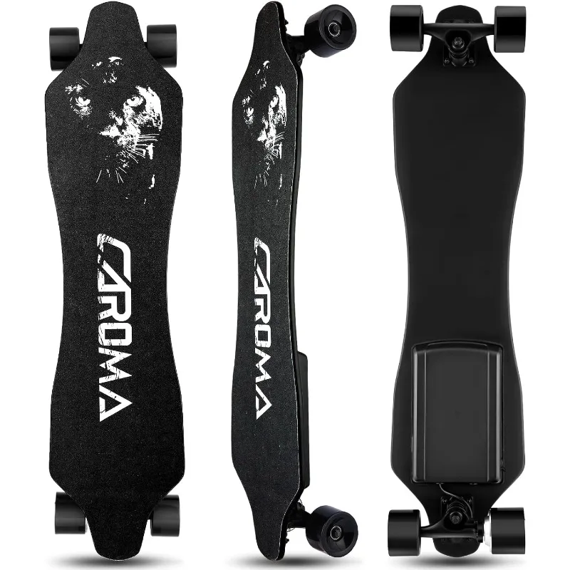 

Caroma Electric Skateboards with Remote, 350W Hub-Motor Electric Longboard for Adults Teens, 12.4 MPH Top Speed, 13 Miles