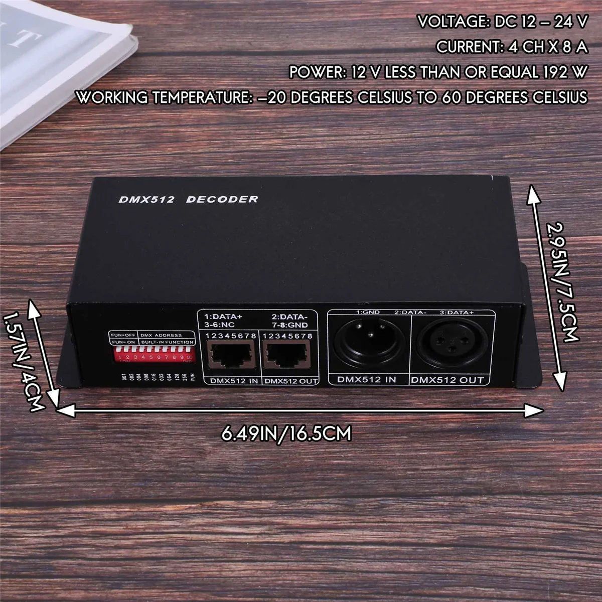 혁신적인 DMX 512 디코더 LED 컨트롤러, 4 채널 드라이버, RGBW LED 테이프, DC 12V-24V, 4CH x 8A