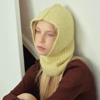 Cashmere Balaclava Hats with Alpaca Wool Beanie for Women's Autumn and Winter 1