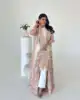 Fold Elegant Vintage Print Open Front  Miyake Abaya, Lightweight Flowy Loose Fit Women's Modest Fashion Long Kimono Cardigan