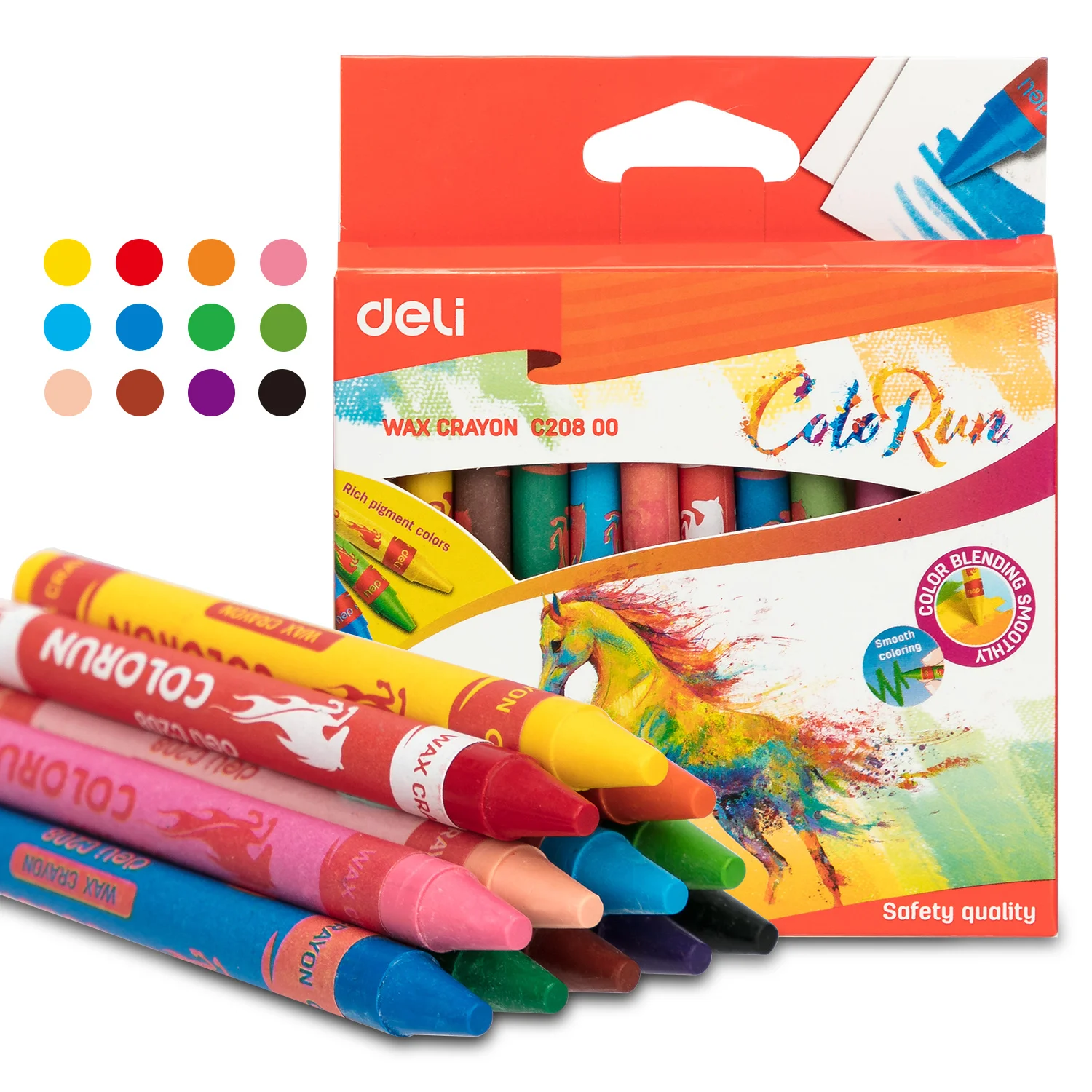 

12pcs Non Toxic Handmade Wax Crayon Set