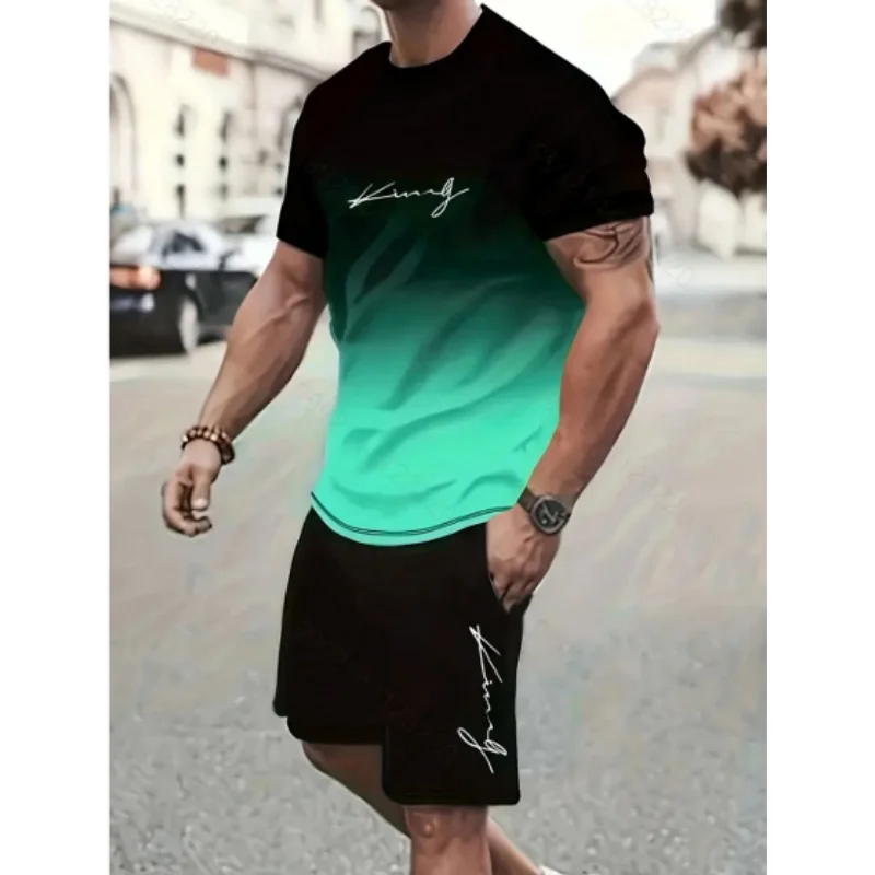 Summer Suits for Men Casual Joggers Tracksuit Casual Sweatpants Streetwear Tops Shorts And Men's Sport Outfit T-Shirts Ventilate