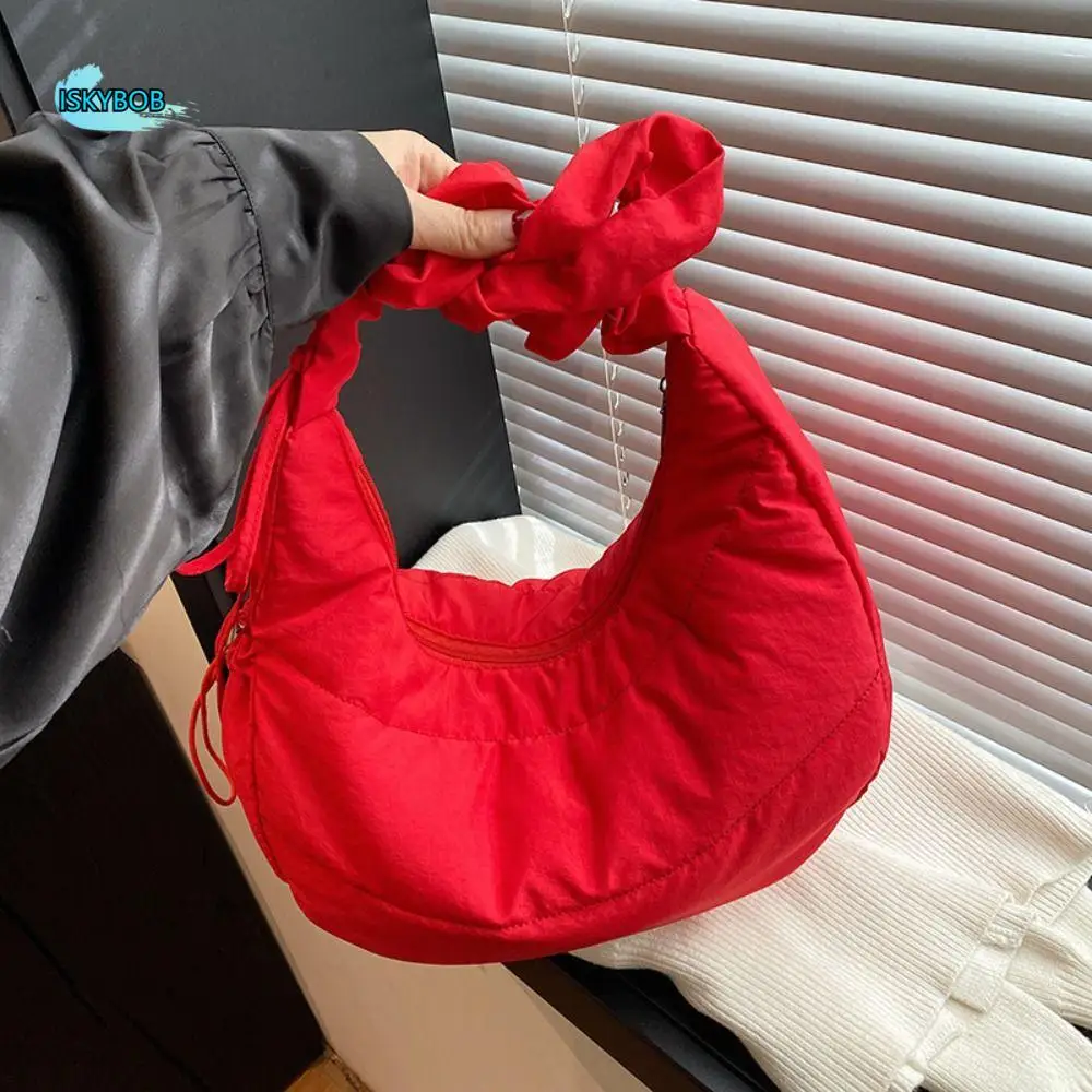 Casual Nylon Pleated Hand Bag Korean Style Portable INS Shoulder Bag Crossbody Bag Luxury Fashion Underarm Bag Outdoor