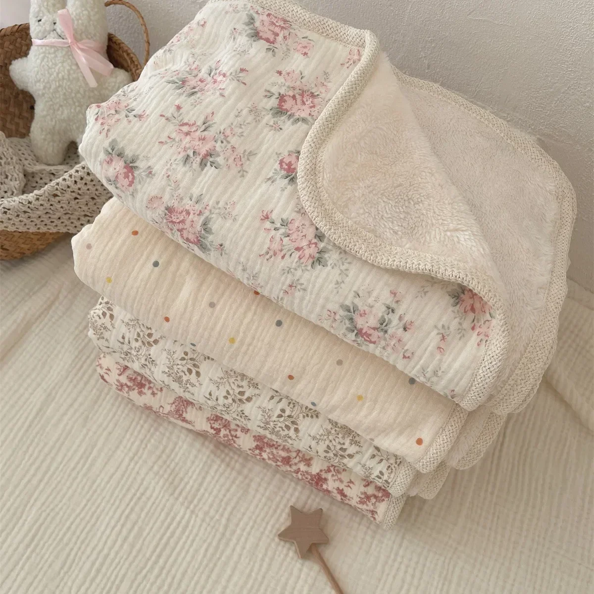

Теплое шерстяное одеяло, детское одеяло, одеяло для новорожденных, муслиновое хлопковое постельное белье для мам и детей