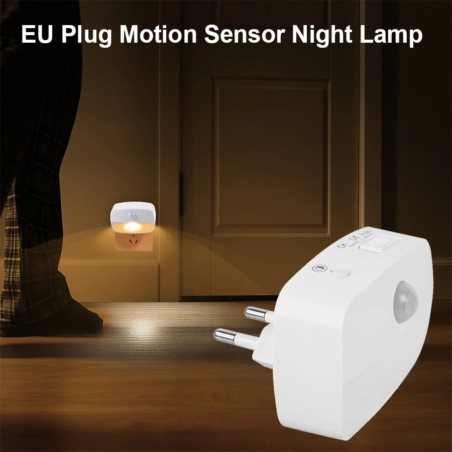 Dropship LED Night Light EU Plug In Smart Motion Sensor Light 220V