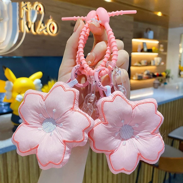 Creative Fabric Cherry Blossom Series Hand Rope Buckle Keychain Gift Female  Trend Cute Sakura Flower Car Key Chain Bag Pendant - AliExpress